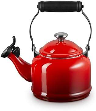 Le Creuset Enamel On Steel Demi Tea Kettle with Metal Finishes, 1.25 qt., Cerise - Image 3