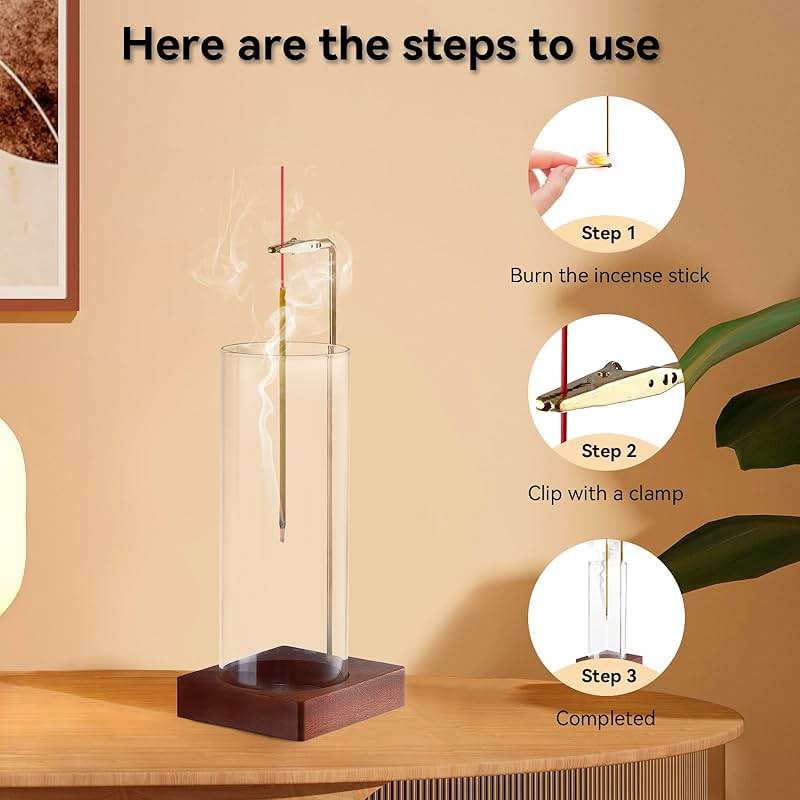 1 Pack Incense Holder for Sticks, Insence-Stick Holder Ash Catcher with Removable Glass [Anti-Ash Flying], Mess-Free Incense Burner Holder, Perfect for Meditation Yoga Relaxation, Home Decor - Image 6