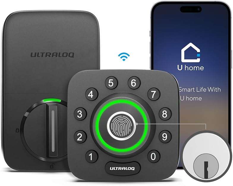 ULTRALOQ U-Bolt Pro WiFi Smart Lock with Door Sensor, Built in Wi-Fi Smart Deadbolt Lock for Front Door with Fingerprint ID, App Remote Control, Share Access, Auto Unlock, Auto Locking, Backlit Keypad - Image 1