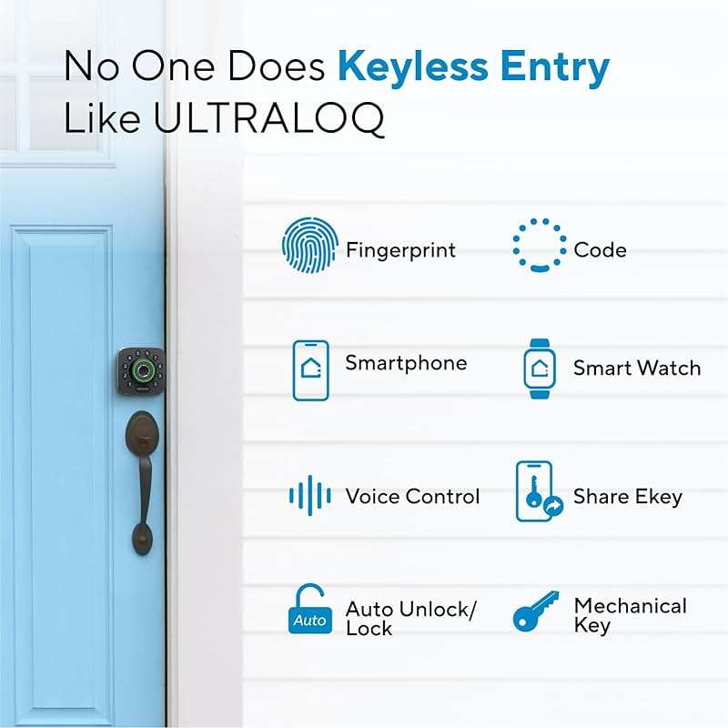 ULTRALOQ U-Bolt Pro WiFi Smart Lock with Door Sensor, Built in Wi-Fi Smart Deadbolt Lock for Front Door with Fingerprint ID, App Remote Control, Share Access, Auto Unlock, Auto Locking, Backlit Keypad - Image 3
