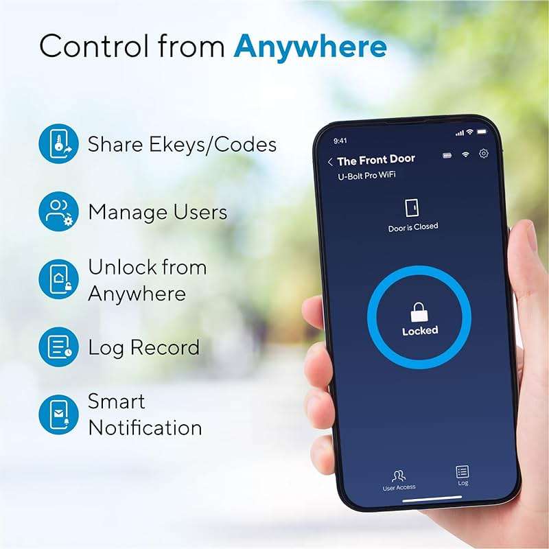 ULTRALOQ U-Bolt Pro WiFi Smart Lock with Door Sensor, Built in Wi-Fi Smart Deadbolt Lock for Front Door with Fingerprint ID, App Remote Control, Share Access, Auto Unlock, Auto Locking, Backlit Keypad - Image 4