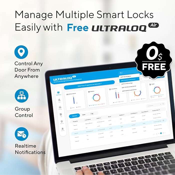 ULTRALOQ U-Bolt Pro WiFi Smart Lock with Door Sensor, Built in Wi-Fi Smart Deadbolt Lock for Front Door with Fingerprint ID, App Remote Control, Share Access, Auto Unlock, Auto Locking, Backlit Keypad - Image 7