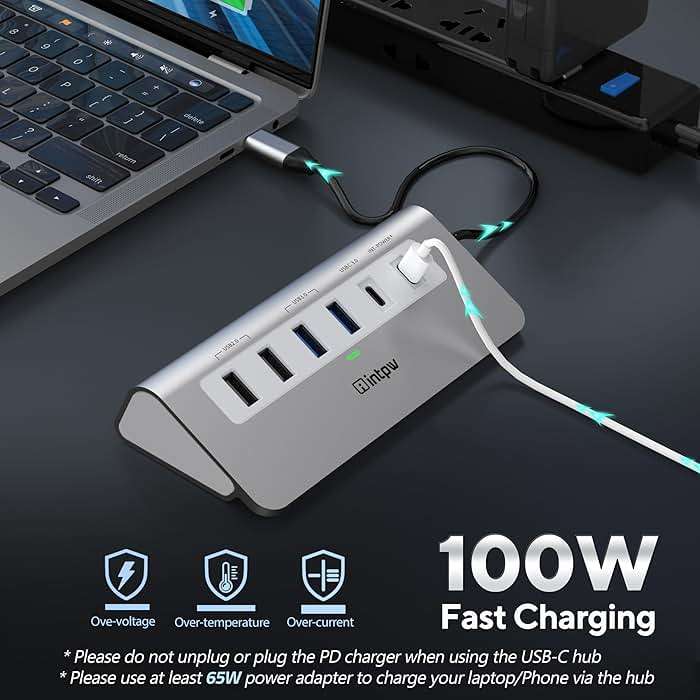 intpw USB C Hub, P9 USB C Hub Multiport Adapter with 4K@60Hz HDMI, PD 100W, Type-C & 2 USB A 3.0 5Gbps, 2 USB A 2.0, SD/TF Card Reader, Aluminum USB Hub for Laptop, iPhone 17 Series, MacBook, iPad - Image 6