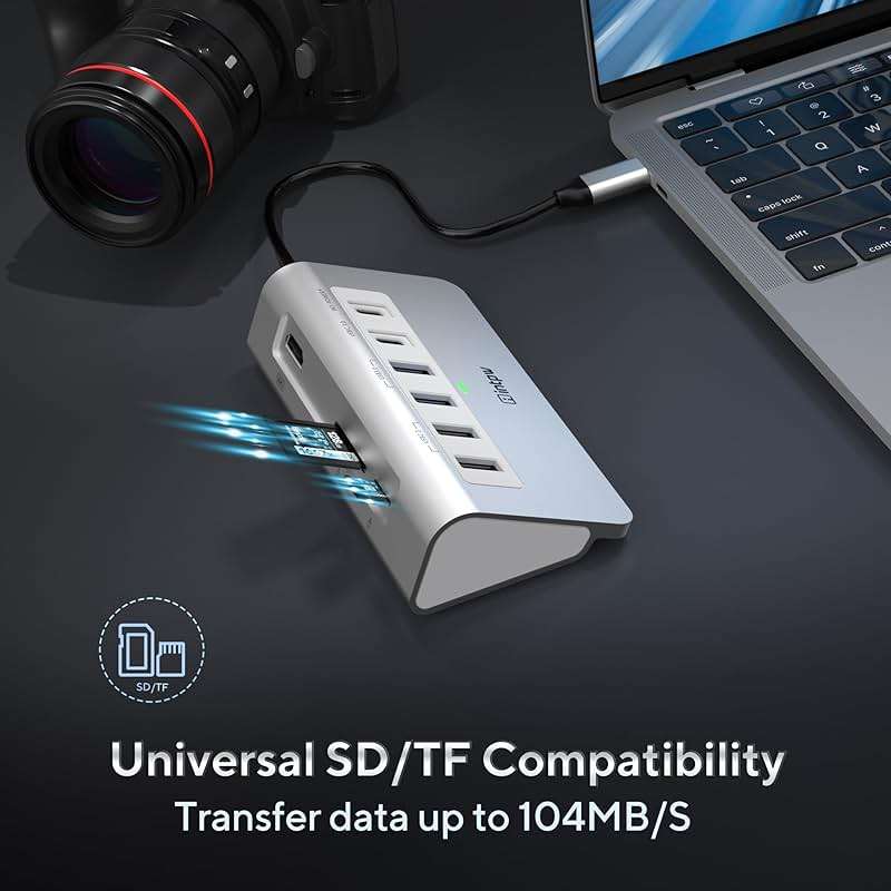 intpw USB C Hub, P9 USB C Hub Multiport Adapter with 4K@60Hz HDMI, PD 100W, Type-C & 2 USB A 3.0 5Gbps, 2 USB A 2.0, SD/TF Card Reader, Aluminum USB Hub for Laptop, iPhone 17 Series, MacBook, iPad - Image 7