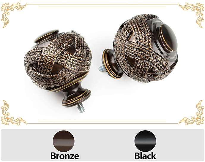Bronze Curtain Rod 32 to 58 Inches (2.6 to 4.8 ft), USFOOK 7/8 Inch Telescoping Splicing Curtain Rods for Windows 20 to 54 Inch, Drapery Rods with Leaf Finials - Image 3