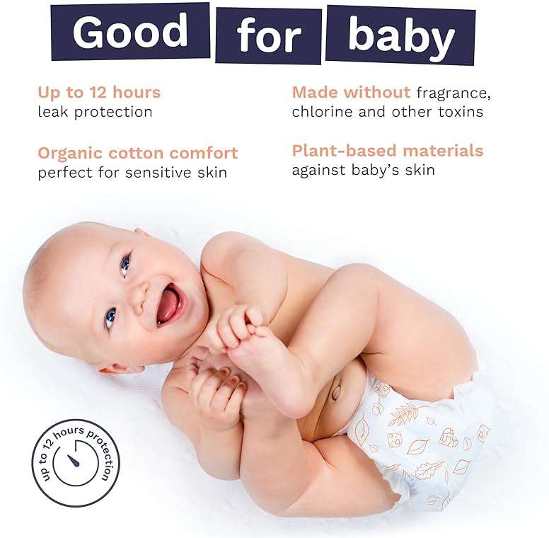 Pura Size 7 Eco-Friendly Diapers (33+lbs) Hypoallergenic, TCF, Soft Organic Cotton, Sustainable, up to 12 Hours Leak Protection, Allergy UK, Recyclable Paper Packaging, 6 Packs of 17 (102 Diapers) - Image 5