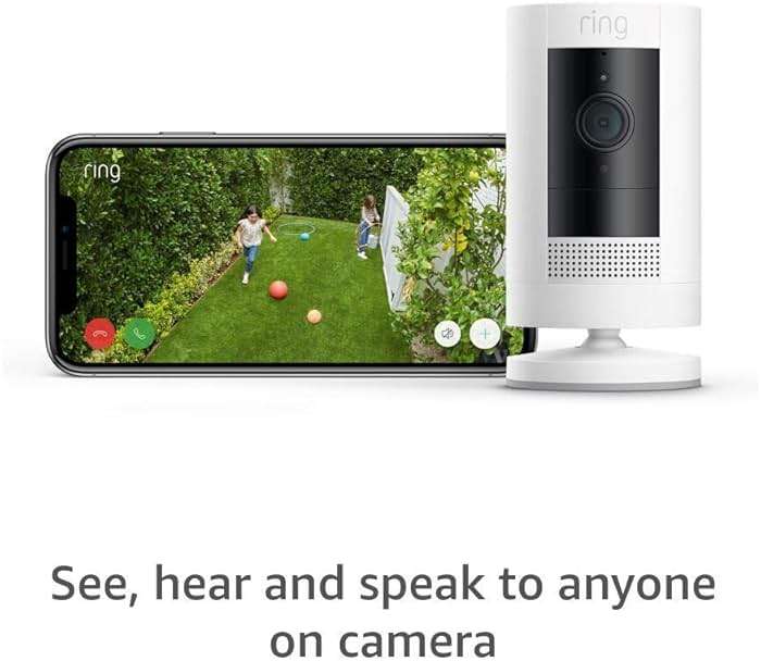 Like-New Ring Outdoor Cam (Stick Up Cam), Weather-resistant home or business security camera, outdoor ready, Live View, Color Night Vision, Two-Way Talk, motion alerts, Works with Alexa, White - Image 2