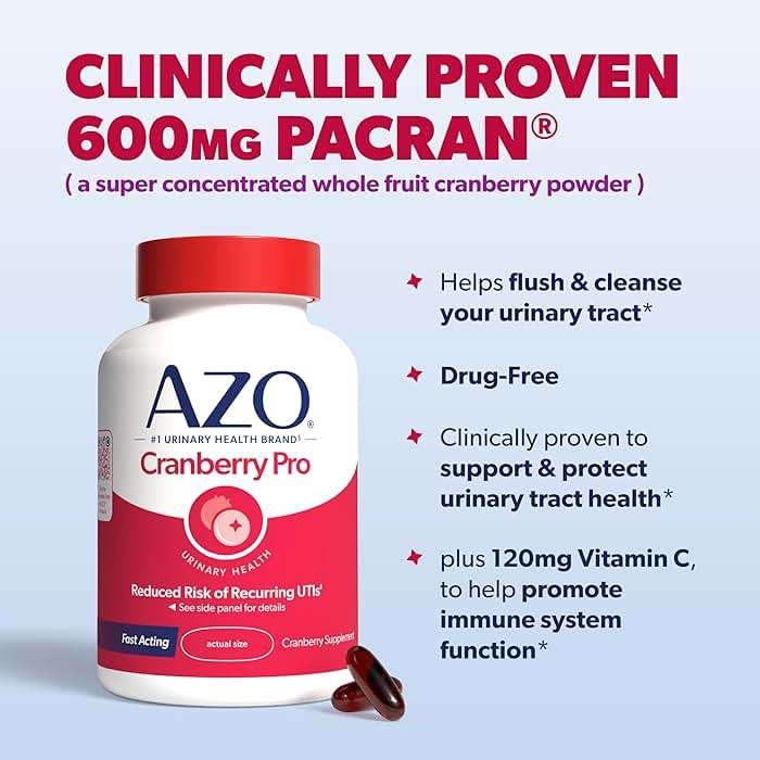 AZO Cranberry Pro, Cranberry Pills for Women & Men, 600mg Pacran, Made with Concentrated Whole Fruit Cranberry Powder to Help Cleanse and Protect The Urinary Tract*, Sugar Free, Non-GMO, 100 Softgels - Image 6