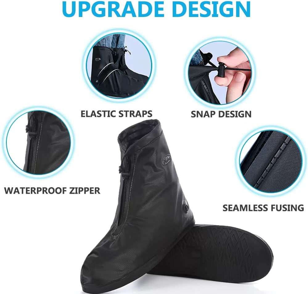YUEYA Waterproof Shoe Covers for Rain & Snow, Non-Slip Reusable Overshoes with Zipper – Durable Shoe Protectors for Hiking, Cycling, Outdoor Activities,Rain Boots for Men, Women & Kids - Image 3