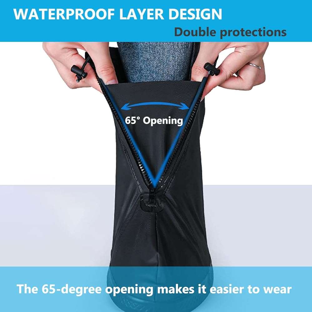 YUEYA Waterproof Shoe Covers for Rain & Snow, Non-Slip Reusable Overshoes with Zipper – Durable Shoe Protectors for Hiking, Cycling, Outdoor Activities,Rain Boots for Men, Women & Kids - Image 4