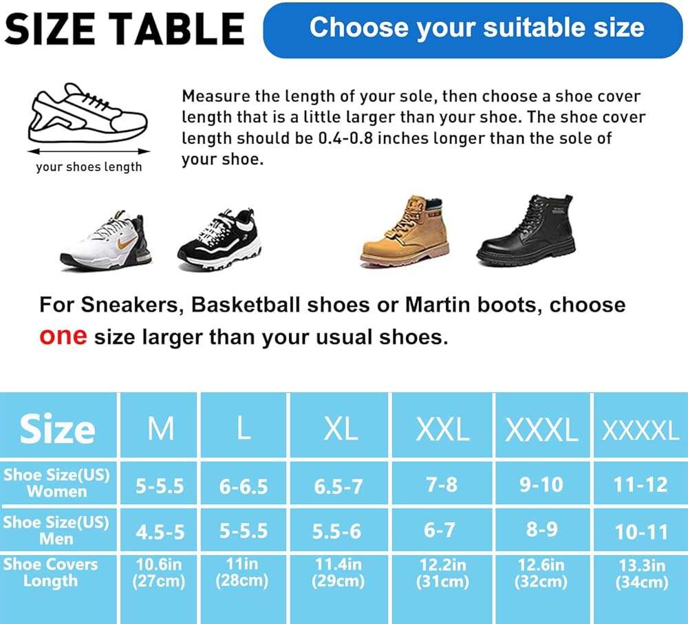 YUEYA Waterproof Shoe Covers for Rain & Snow, Non-Slip Reusable Overshoes with Zipper – Durable Shoe Protectors for Hiking, Cycling, Outdoor Activities,Rain Boots for Men, Women & Kids - Image 6