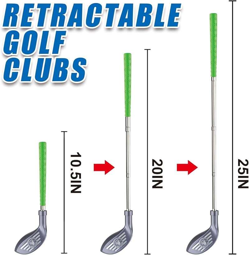 RCROKS Toddler Golf Clubs Set Retractable Metal Shaft, Kids Golf Toys Indoor & Outdoor Backyard Park Golf Game Toy Playset Gifts for Aged 3-8 Toddlers Boys Kids Baby (Grey, M) - Image 2