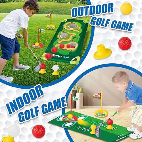 RCROKS Toddler Golf Clubs Set Retractable Metal Shaft, Kids Golf Toys Indoor & Outdoor Backyard Park Golf Game Toy Playset Gifts for Aged 3-8 Toddlers Boys Kids Baby (Grey, M) - Image 5