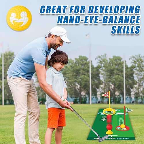 RCROKS Toddler Golf Clubs Set Retractable Metal Shaft, Kids Golf Toys Indoor & Outdoor Backyard Park Golf Game Toy Playset Gifts for Aged 3-8 Toddlers Boys Kids Baby (Grey, M) - Image 6