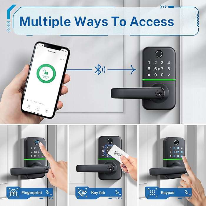 Keypad Smart Door Lock with Handle: Kucacci Keyless Entry Fingerprint Lock - Digital Code Handle with Keypad - Electronic Smart Knob for Front Door - Deadbolt Alternative with App - Easy Installation - Image 2