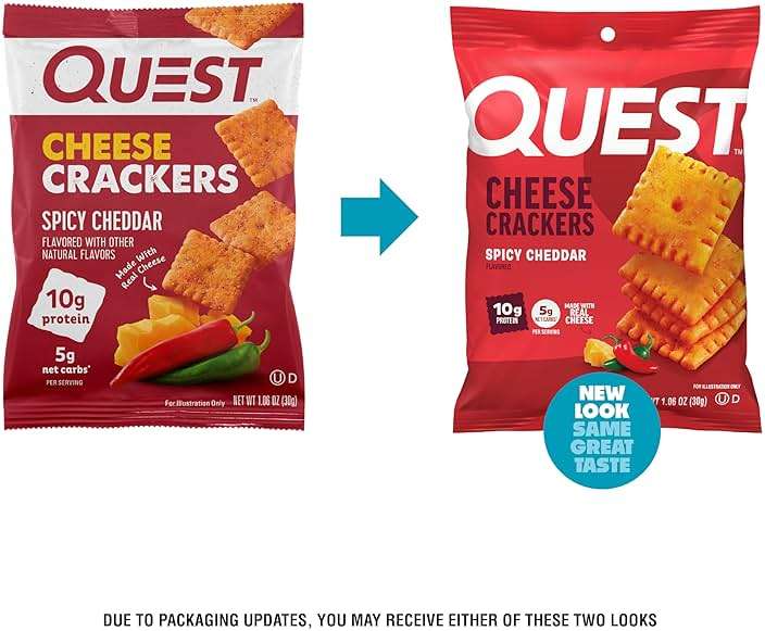 Quest Nutrition Cheese Crackers, Spicy Cheddar Blast, 10g of Protein, Low Carb, Made with Real Cheese, 12 Count (1.06 oz Bags) - Image 2