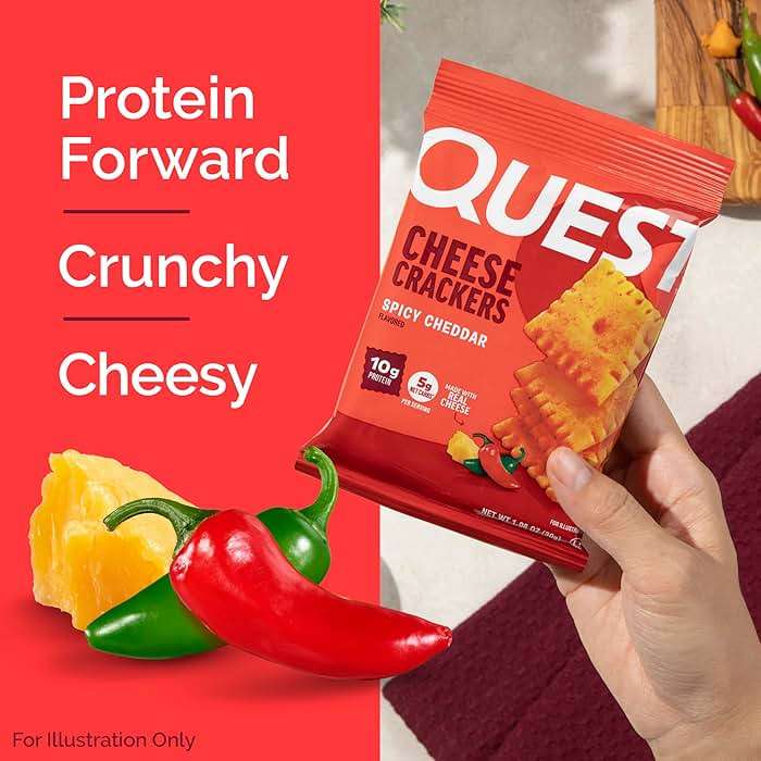 Quest Nutrition Cheese Crackers, Spicy Cheddar Blast, 10g of Protein, Low Carb, Made with Real Cheese, 12 Count (1.06 oz Bags) - Image 5