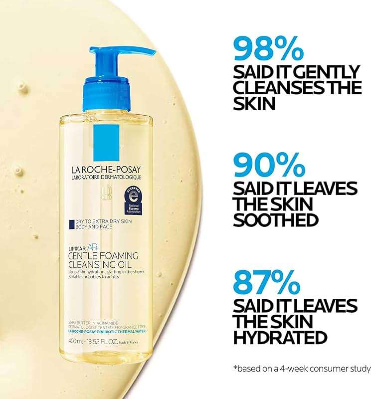 La Roche-Posay Lipikar AP+ Gentle Foaming Cleansing Oil, Gentle Oil Cleanser for Face and Body Formulated with Niacinamide, Long-Lasting 24-hour Hydration, Fragrance-Free & Soap Free - Image 5