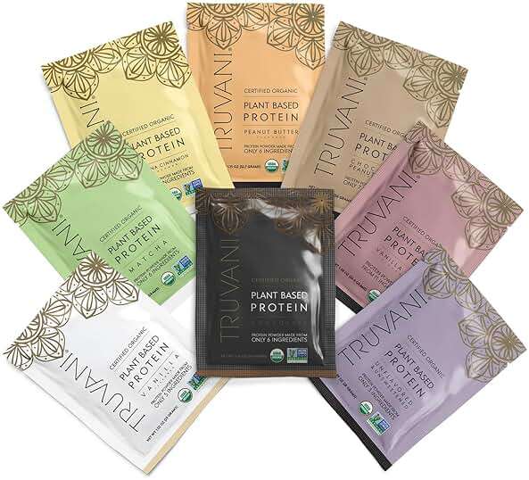 Truvani Vegan Pea Protein Powder | Sample Pack | 20g Organic Plant Based Protein | 8 Single Serving Packets | Keto | Gluten & Dairy Free | Low Carb | No Added Sugar - Image 1