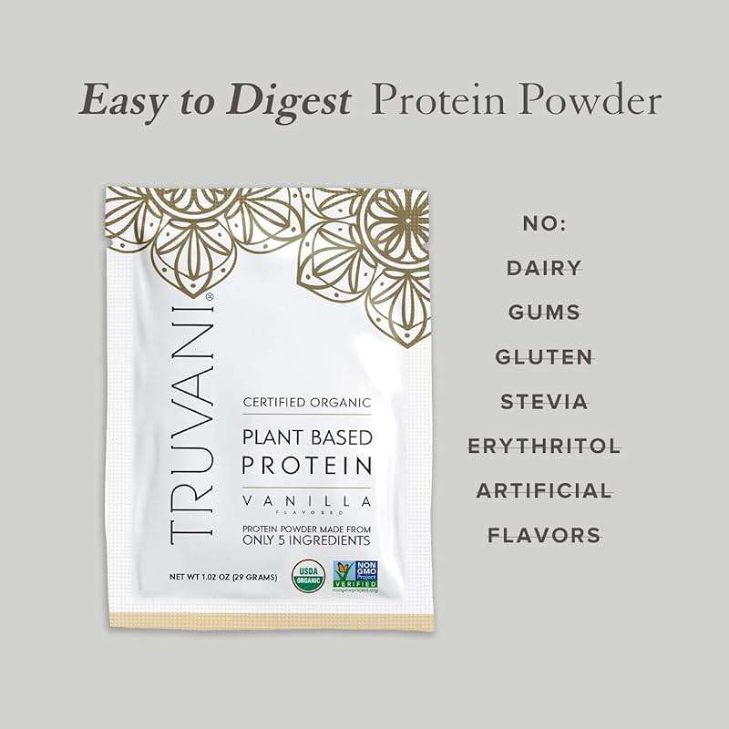 Truvani Vegan Pea Protein Powder | Sample Pack | 20g Organic Plant Based Protein | 8 Single Serving Packets | Keto | Gluten & Dairy Free | Low Carb | No Added Sugar - Image 6