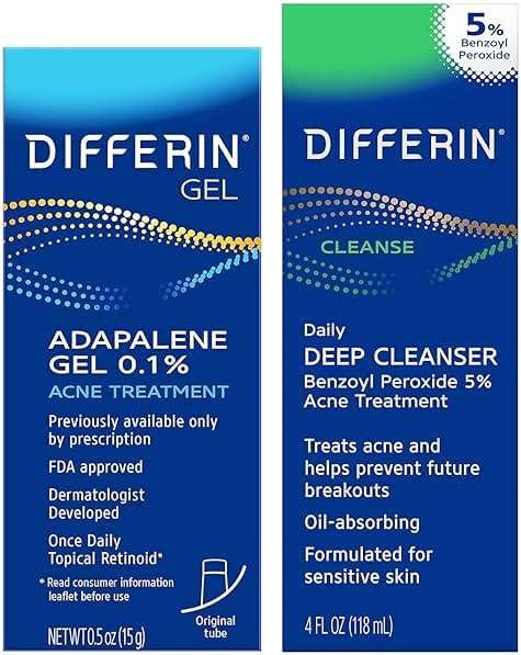 Differin Acne Skin Care Kit, Differin Gel Retinoid Acne Treatment for Face with 0.1% Adapalene & 5% Benzoyl Peroxide Face Wash & Body Wash, Designed for Pimple and Acne Prone Skin - Image 1