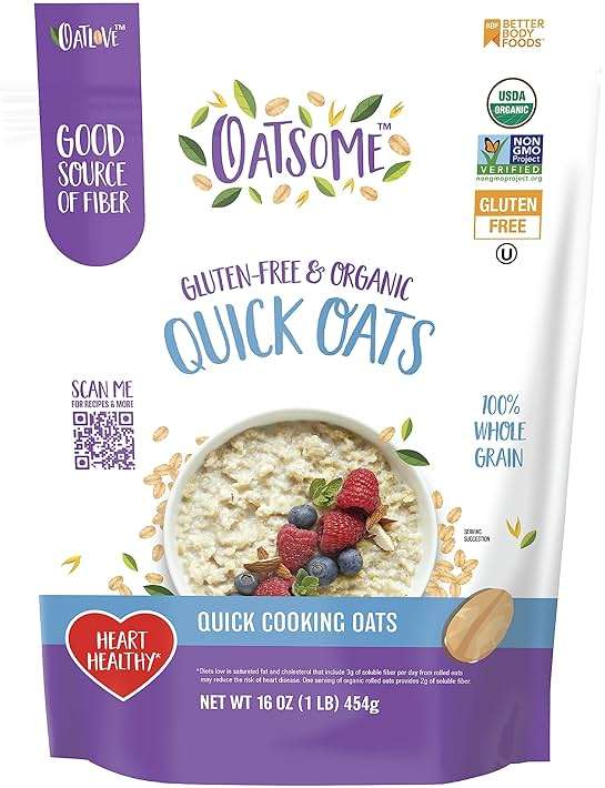 Oatsome Organic Quick Oats, 1lb Bag – Gluten-Free, Whole Grain Oats for Oatmeal, Baking, & Granola - Image 1