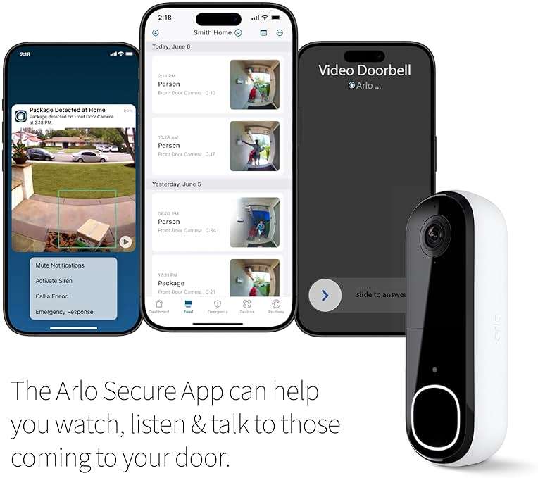 Arlo Video Doorbell 2K (2nd Gen, Latest Release), Wireless or Wired, Package Detection, Person & Vehicle Recognition, 1-Month Secure Plan, 2-Way Audio, Night Vision, Head to Toe Video View - Image 3