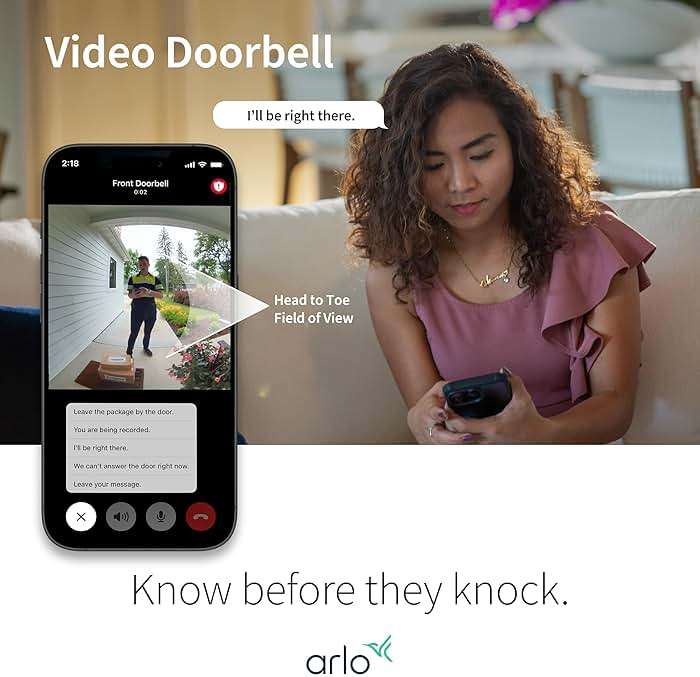 Arlo Video Doorbell 2K (2nd Gen, Latest Release), Wireless or Wired, Package Detection, Person & Vehicle Recognition, 1-Month Secure Plan, 2-Way Audio, Night Vision, Head to Toe Video View - Image 4