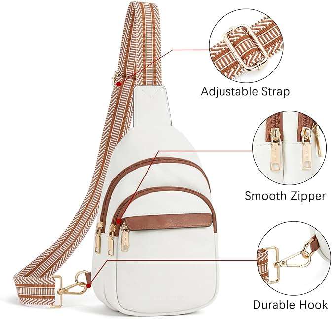 BOSTANTEN Sling Bag for Women Leather Crossbody Bags Fanny Pack Chest Bag for Travel - Image 8