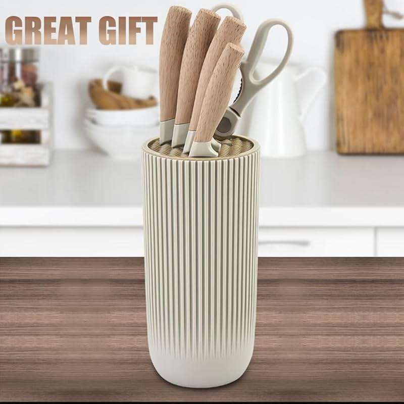 Knife Set, Wiztoynia 6-Piece Khaki Kitchen Knife Set for Home, Anti-Rust Non-stick Stainless Steel Sharp Chef Knife Sets with Universal Knife Block for Kitchen, Ergonomical Design (Khaki) - Image 7