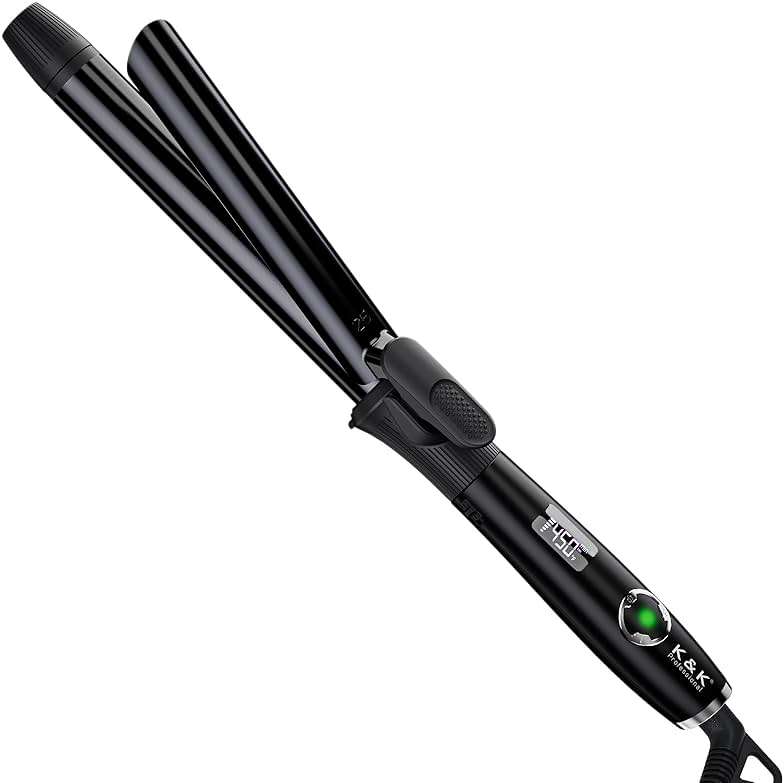 1 Inch Curling Iron with Clipped Tourmaline Ceramic Barrel Professional 1.25 Inch Hair Curler up to 450°F Dual Voltage for Traveling 60 Mins Auto Off Suit for Different (Black, 1 inch) - Image 1