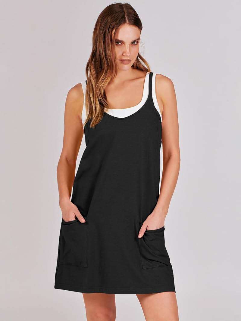 ANRABESS Women Athletic Dress Summer Tennis Workout Active Sports Mini Romper Dress Built in Shorts Travel Vacation Clothes - Image 2