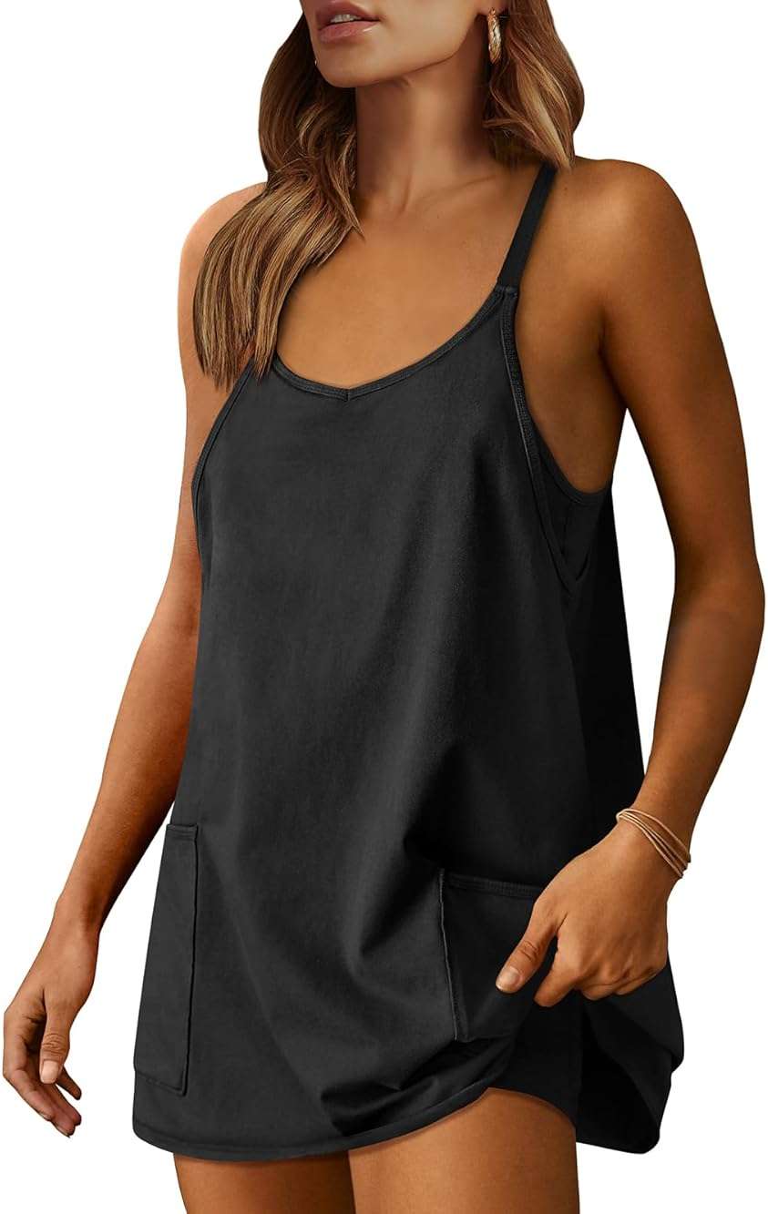 ANRABESS Women Athletic Dress Summer Tennis Workout Active Sports Mini Romper Dress Built in Shorts Travel Vacation Clothes - Image 1