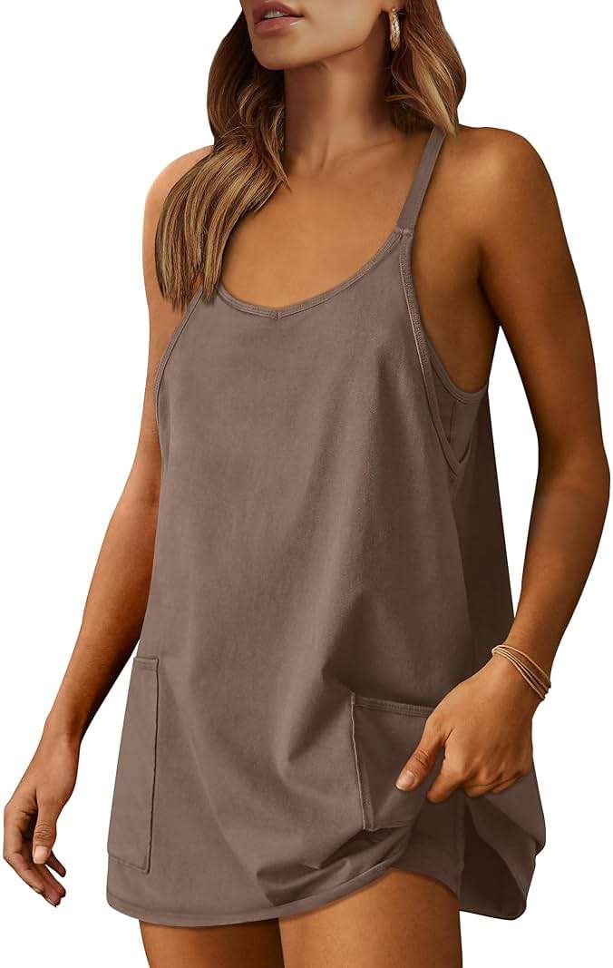 ANRABESS Women Athletic Dress Summer Tennis Workout Active Sports Mini Romper Dress Built in Shorts Travel Vacation Clothes - Image 1