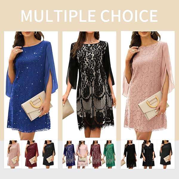 COOAN Wedding Guest Cocktail & Formal Dresses for Women - Lace Sequin Prom Evening Dress - Image 5