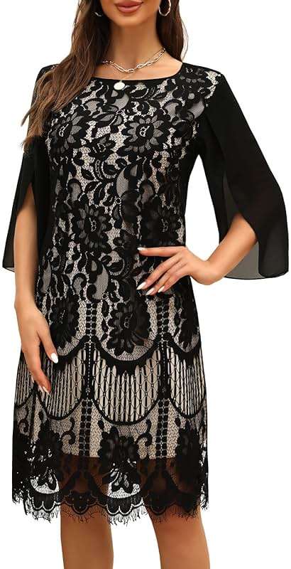 COOAN Wedding Guest Cocktail & Formal Dresses for Women - Lace Sequin Prom Evening Dress - Image 8