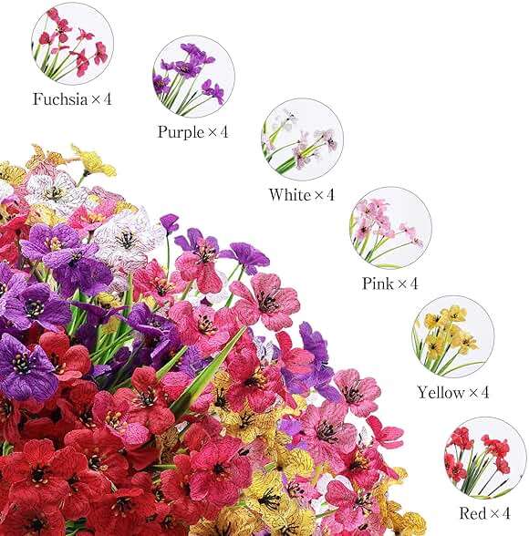 AGIRL 24 Bundles Artificial Flowers for Outdoor,No Fade Fake Plastic Flowers Faux Plants for Decoration Hanging Planters Indoor Outside Garden Porch Window Box Home Wedding Farmhouse - Image 3