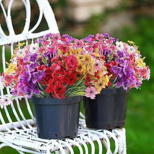 AGIRL 24 Bundles Artificial Flowers for Outdoor,No Fade Fake Plastic Flowers Faux Plants for Decoration Hanging Planters Indoor Outside Garden Porch Window Box Home Wedding Farmhouse - Image 5