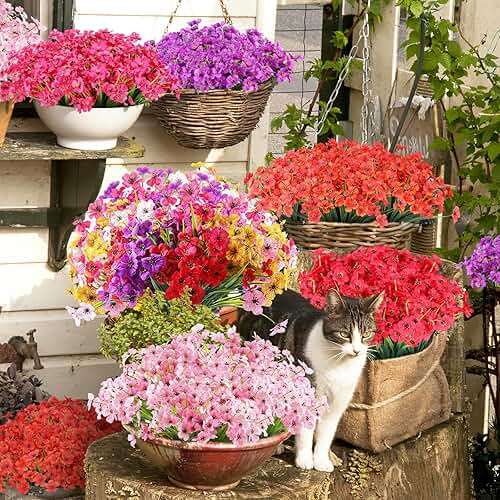 AGIRL 24 Bundles Artificial Flowers for Outdoor,No Fade Fake Plastic Flowers Faux Plants for Decoration Hanging Planters Indoor Outside Garden Porch Window Box Home Wedding Farmhouse - Image 7