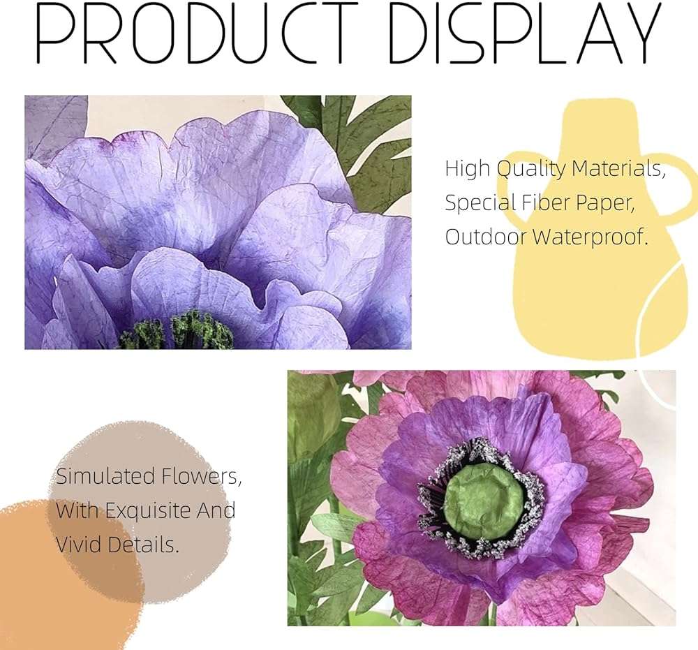LG LOUIS GARDEN Large Artificial Flowers for Decoration, 9 Pcs/Set Giant Paper Flowers for Wedding Birthday Mother's Day Purple Party Banquet Backdrop Decor Photography Props, Shop Window Display - Image 6