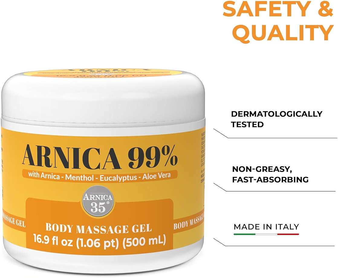Arnica 35 Arnica Body Massage Gel – Water-Based Cosmetic Massage Gel with Arnica Montana, Fast-Absorbing Lightweight Texture, Non-Greasy Feel, Dermatologically Tested, 16.9 fl oz - Image 4