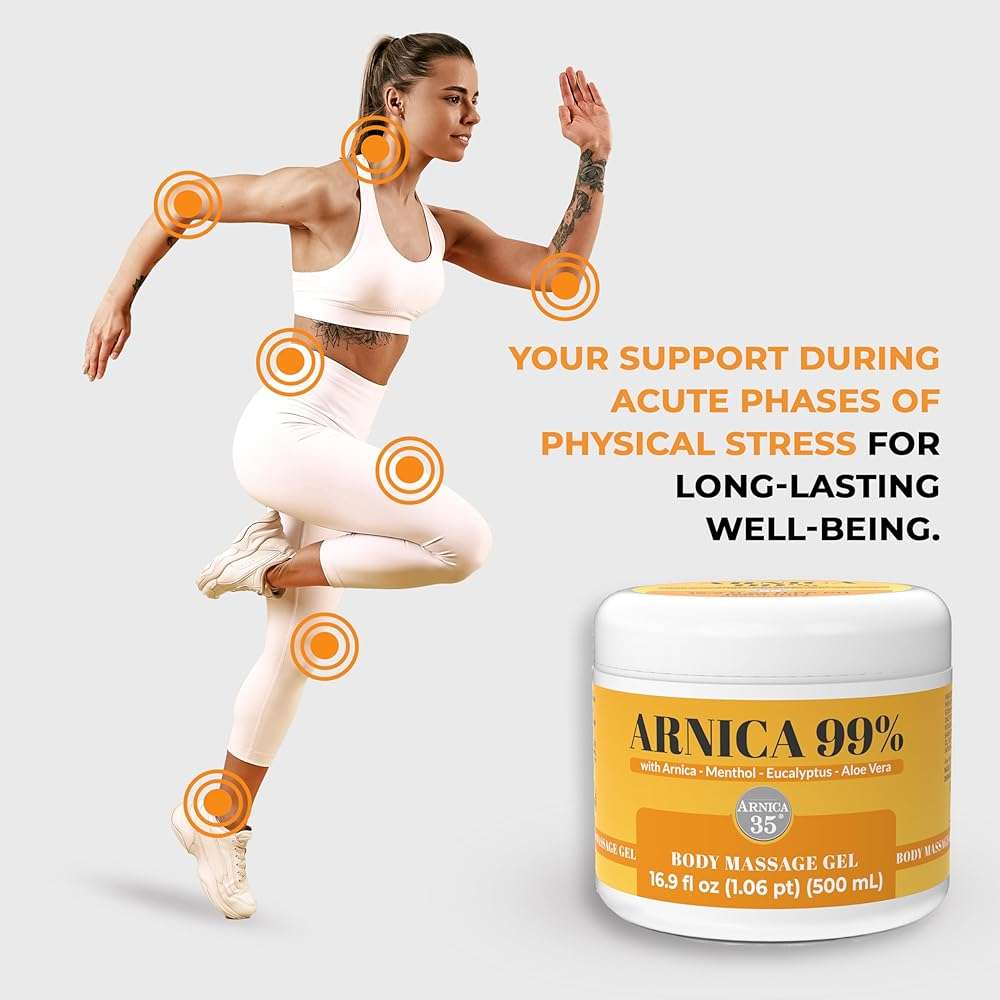 Arnica 35 Arnica Body Massage Gel – Water-Based Cosmetic Massage Gel with Arnica Montana, Fast-Absorbing Lightweight Texture, Non-Greasy Feel, Dermatologically Tested, 16.9 fl oz - Image 6