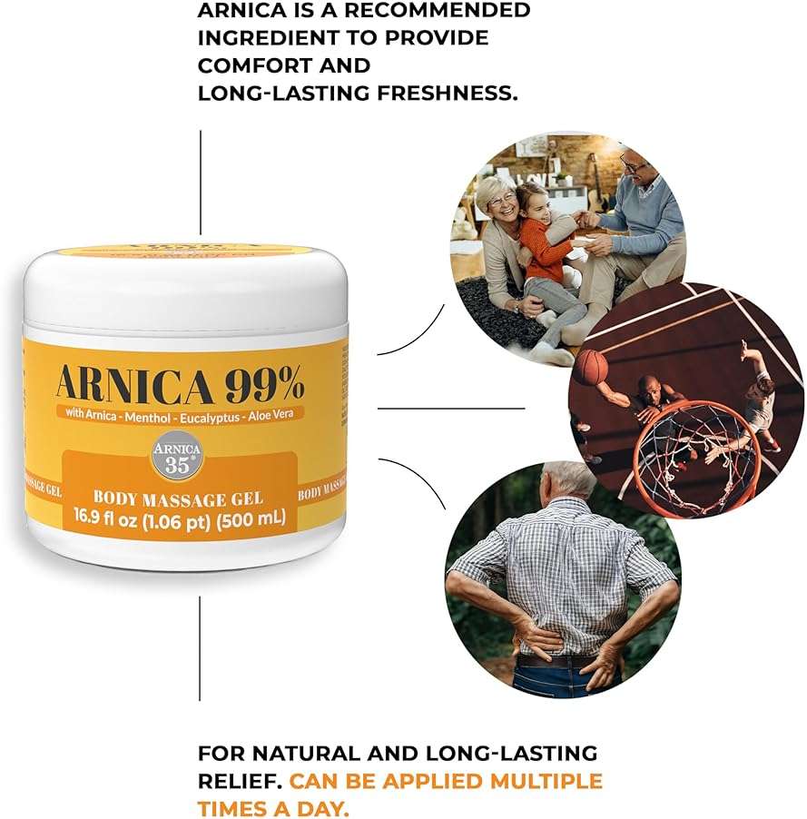 Arnica 35 Arnica Body Massage Gel – Water-Based Cosmetic Massage Gel with Arnica Montana, Fast-Absorbing Lightweight Texture, Non-Greasy Feel, Dermatologically Tested, 16.9 fl oz - Image 7