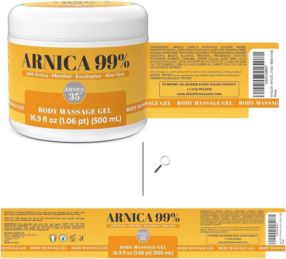 Arnica 35 Arnica Body Massage Gel – Water-Based Cosmetic Massage Gel with Arnica Montana, Fast-Absorbing Lightweight Texture, Non-Greasy Feel, Dermatologically Tested, 16.9 fl oz - Image 8