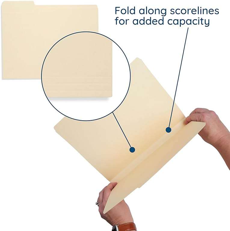 Blue Summit Supplies 200 File Folders, Letter Size, 1/3 Cut Tab, Manila | Durable 11pt Uncoated Paper, 1/3 Cut Top Tab, Assorted Tab Positions, for Office, School, and Home Filing - Image 2