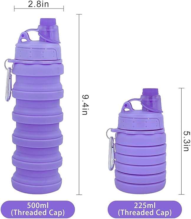 YCTMALL Collapsible Water Bottles Travel water bottle Sports Portable Sport Water Bottle Reusable Water Bottles comes with mountaineering Buckle 500ml silicone Water-proof camping water bottle - Image 2