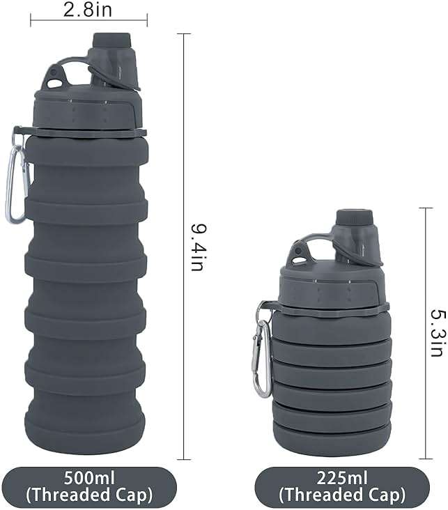 YCTMALL Collapsible Water Bottles Travel water bottle Sports Portable Sport Water Bottle Reusable Water Bottles comes with mountaineering Buckle 500ml silicone Water-proof camping water bottle - Image 3