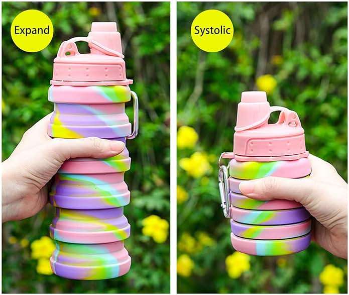 YCTMALL Collapsible Water Bottles Travel water bottle Sports Portable Sport Water Bottle Reusable Water Bottles comes with mountaineering Buckle 500ml silicone Water-proof camping water bottle - Image 8