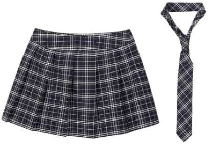 ACSUSS Sexy Women Micro Mini Plaid Pleated Short Skirt School Student Costume Clubwear with Necktie - Image 1
