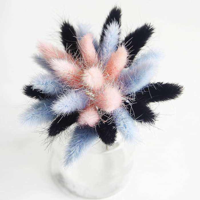 120 PCS Blue Dried Pampas Grass Decor, 17-inch Pompas Floral, Dry Flowers for Decoration, Pampas Grass in Bulk Tall, Blue Bunny Tails Dried Flowers for Boho Wedding Decor - Image 6